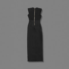 Black Double-Breasted Gold Button Gown