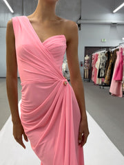 SS 2026 One-Shoulder Ruched Maxi Gown
